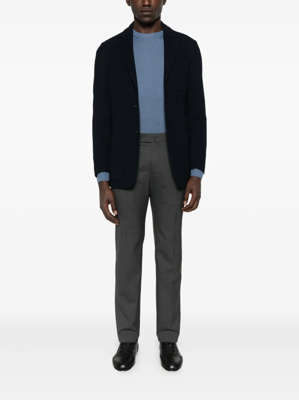 Canali Gebreide blazer met opgestikte zak Blauw
