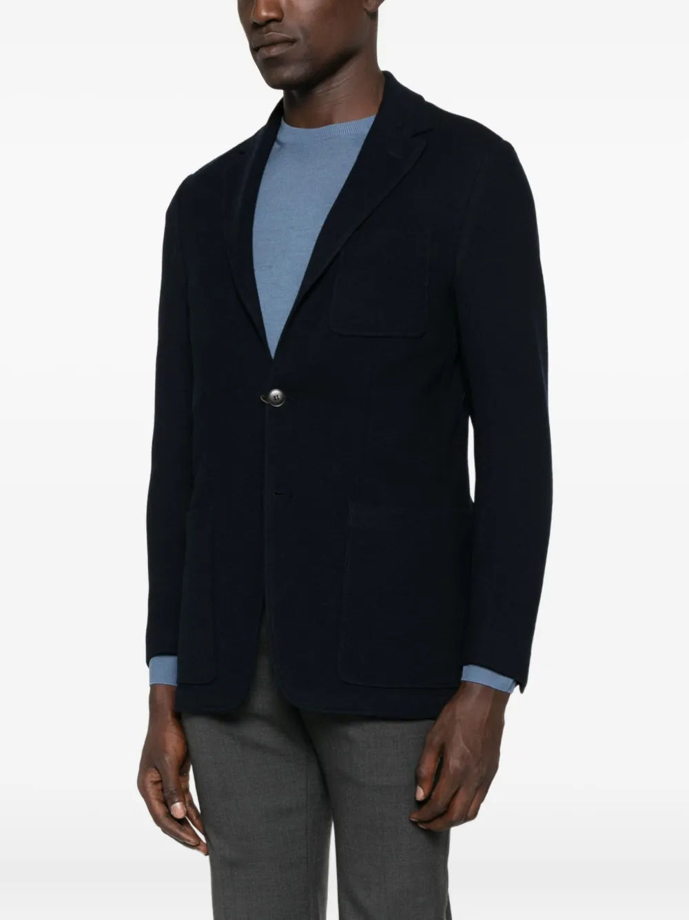Canali Gebreide blazer met opgestikte zak Blauw