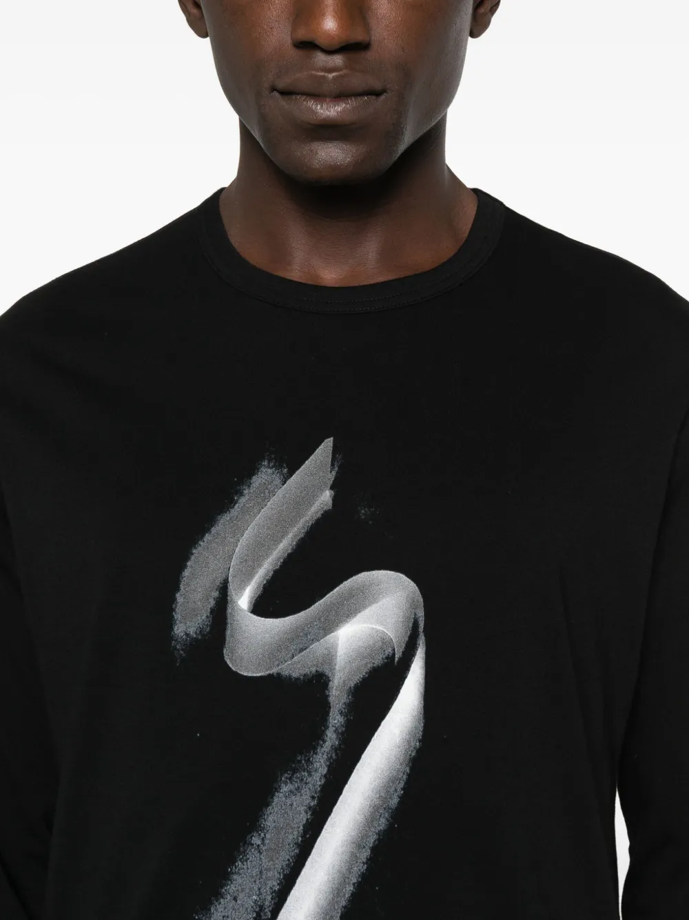 Yohji Yamamoto T-shirt met print Zwart