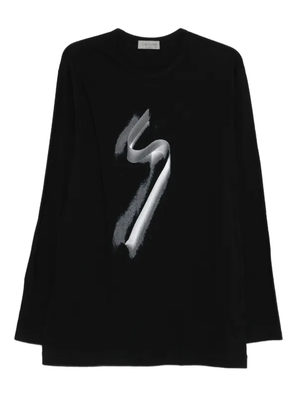 yohji yamamoto ロングTシャツ 1枚 Yohji Yamamoto グラフィック ロングTシャツ | ブラック | FARFETCH JP