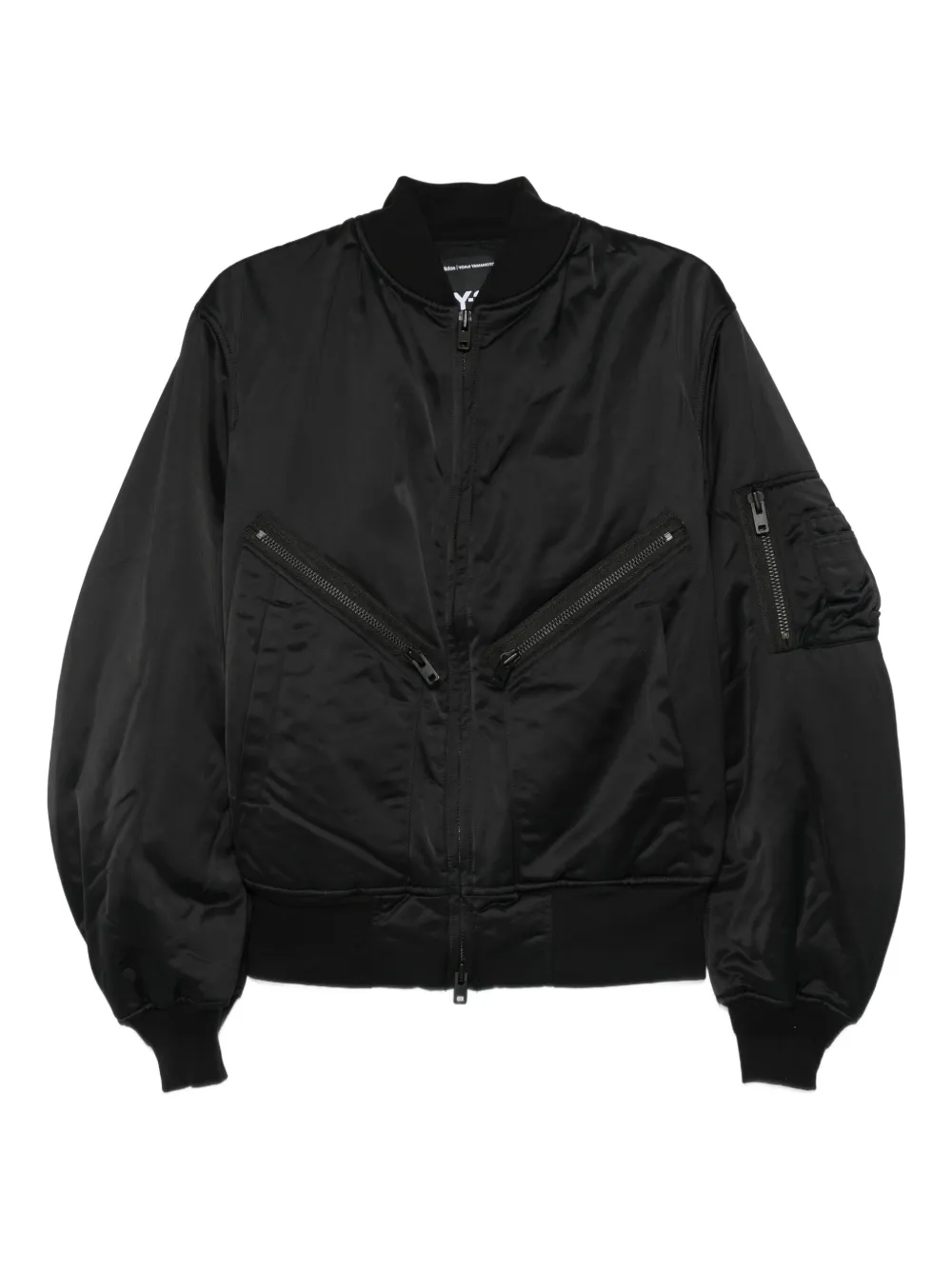 Y-3 zip-fastening pocketed bomber jacket | Black | Image 1