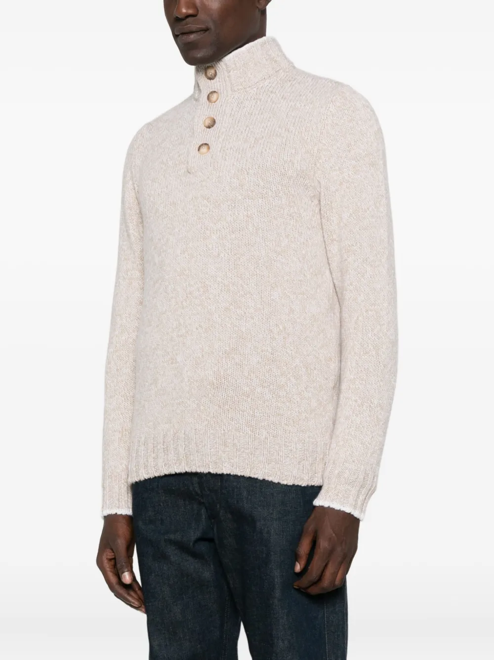 Vengera Button-fastening Wool Sweater In Neutral