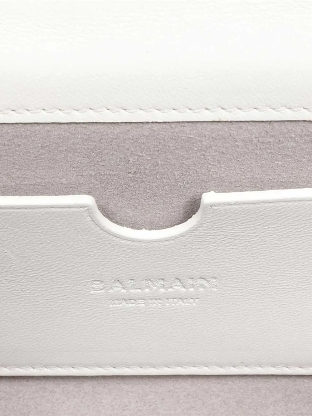 Balmain B-Buzz 23 quilted flap clutch bag Wit