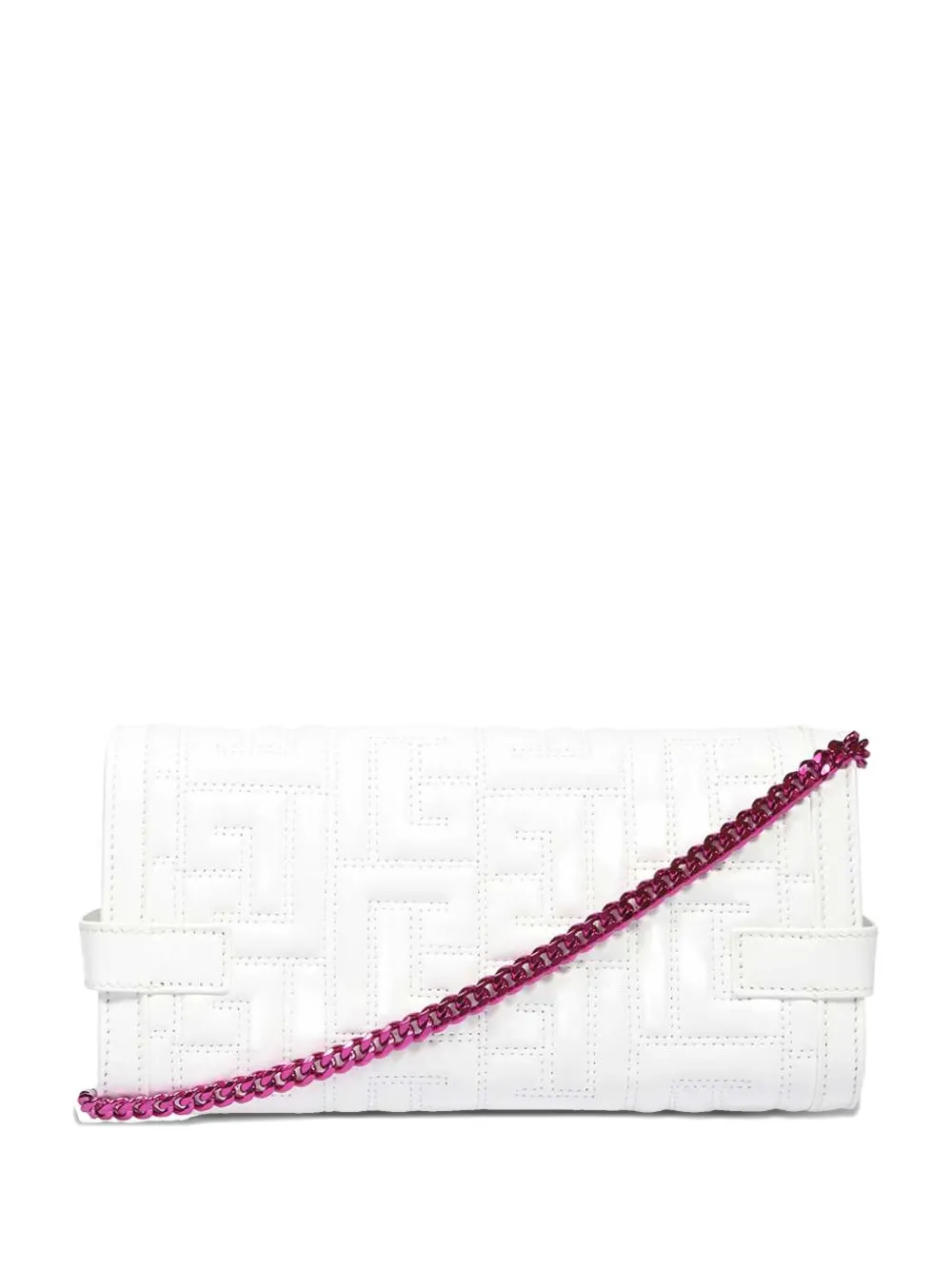 Balmain B-Buzz 23 quilted flap clutch bag Wit
