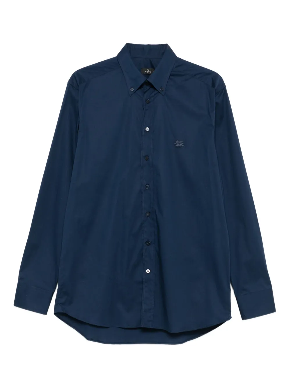 ETRO logo-embroidered button-down shirt Blauw