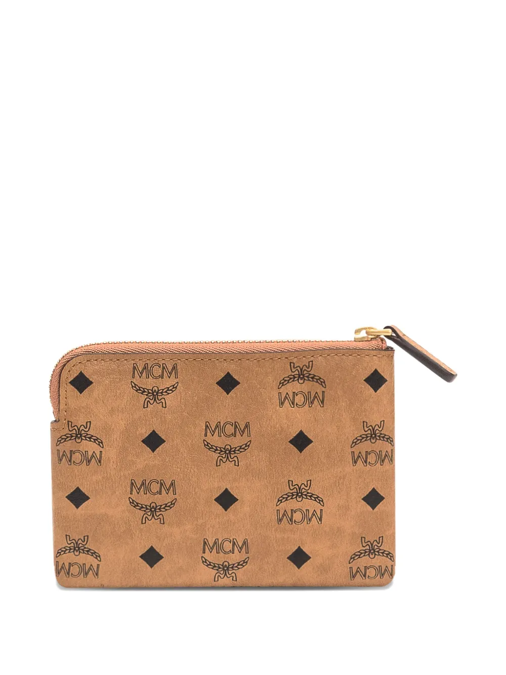 MCM mini Aren Visetos card pouch - Bruin