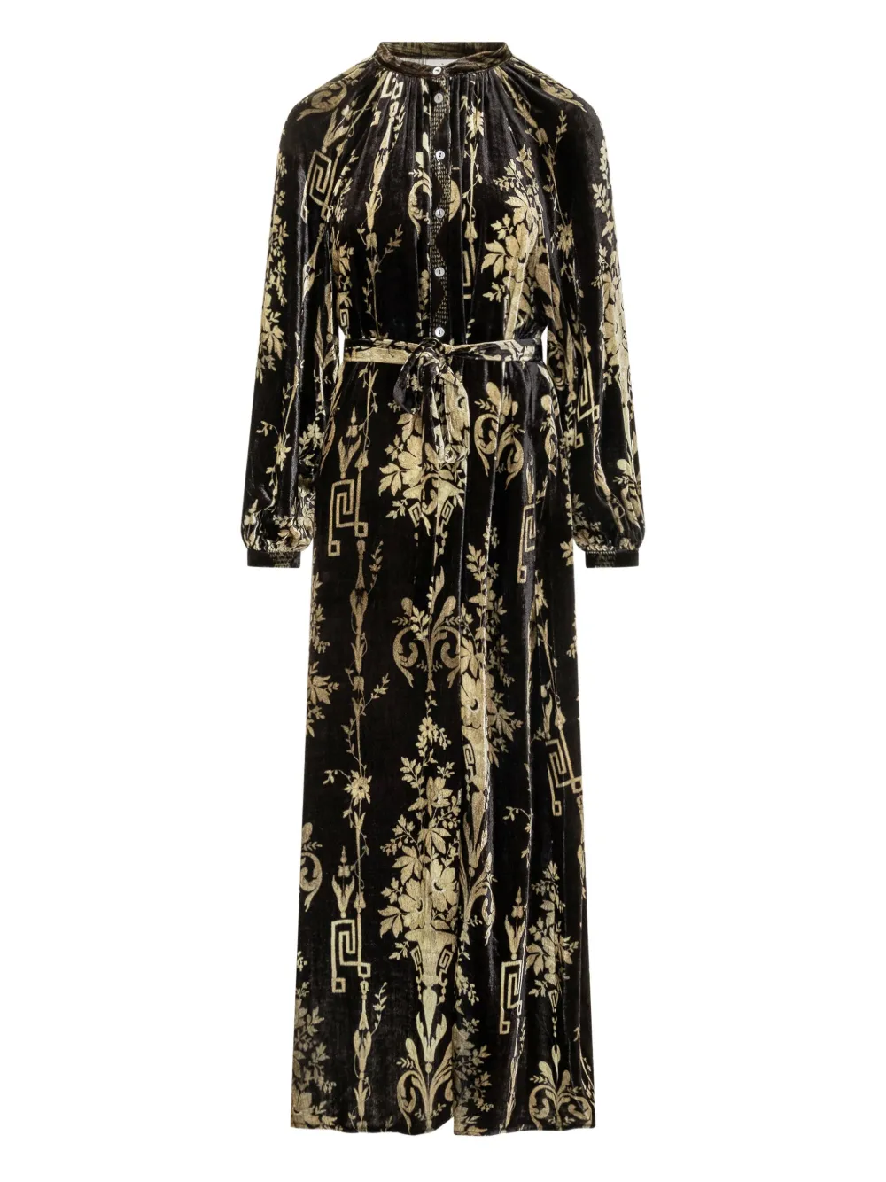 Pierre-Louis Mascia velvet floral-print maxi dress Zwart