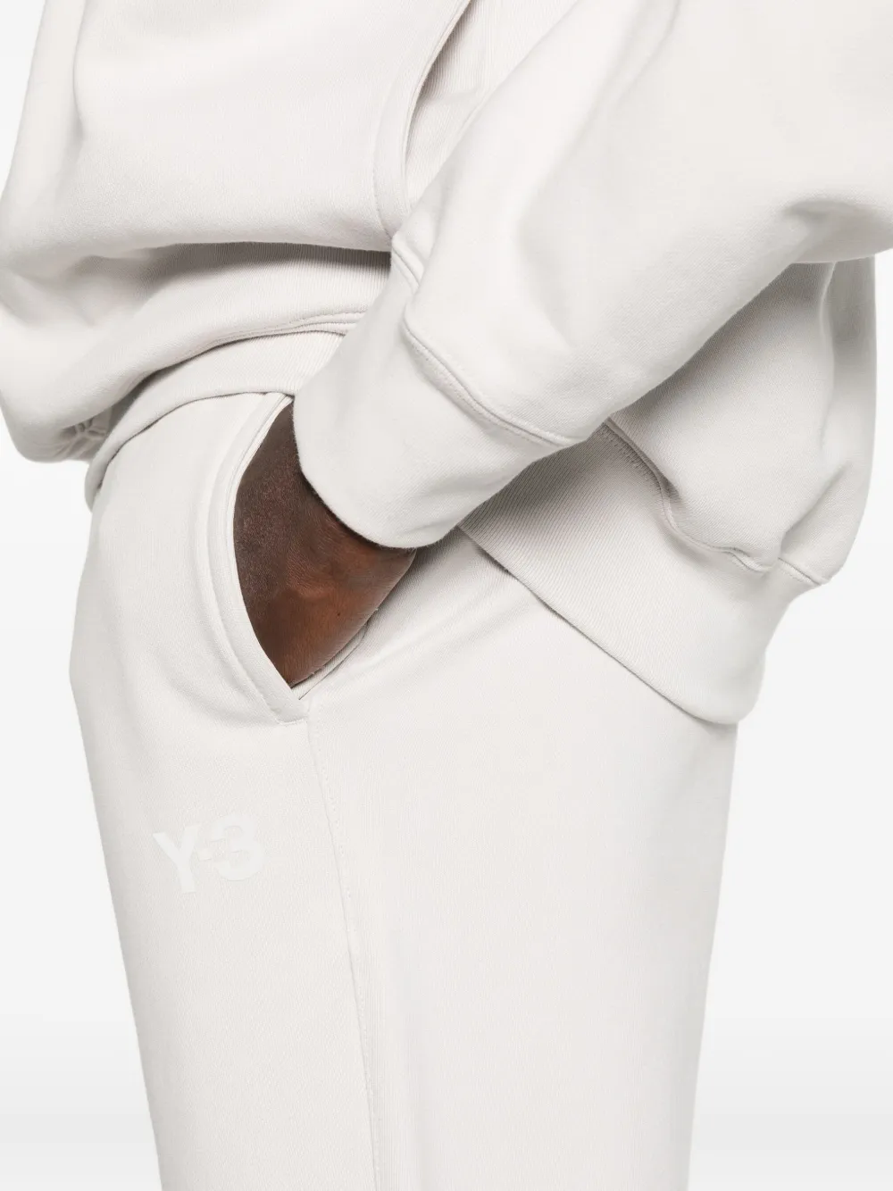 Y-3 elastic-cuffed drawstring trousers Beige