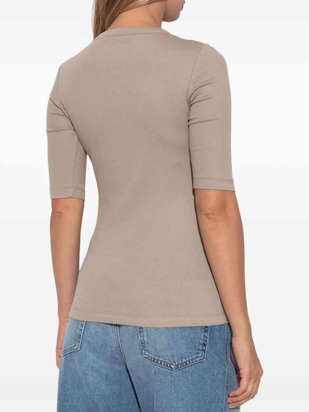 Fabiana Filippi ribbed scoop-neck top Beige
