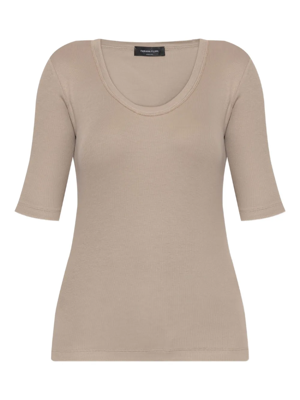 Fabiana Filippi ribbed scoop-neck top Beige