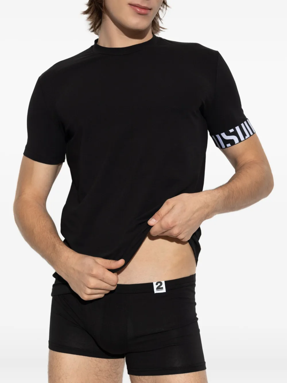 DSQUARED2 T-shirt met logoband en korte mouwen Zwart