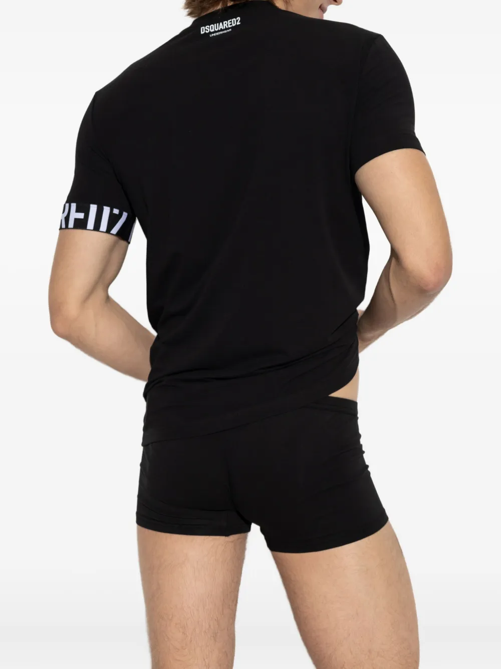 DSQUARED2 T-shirt met logoband en korte mouwen Zwart