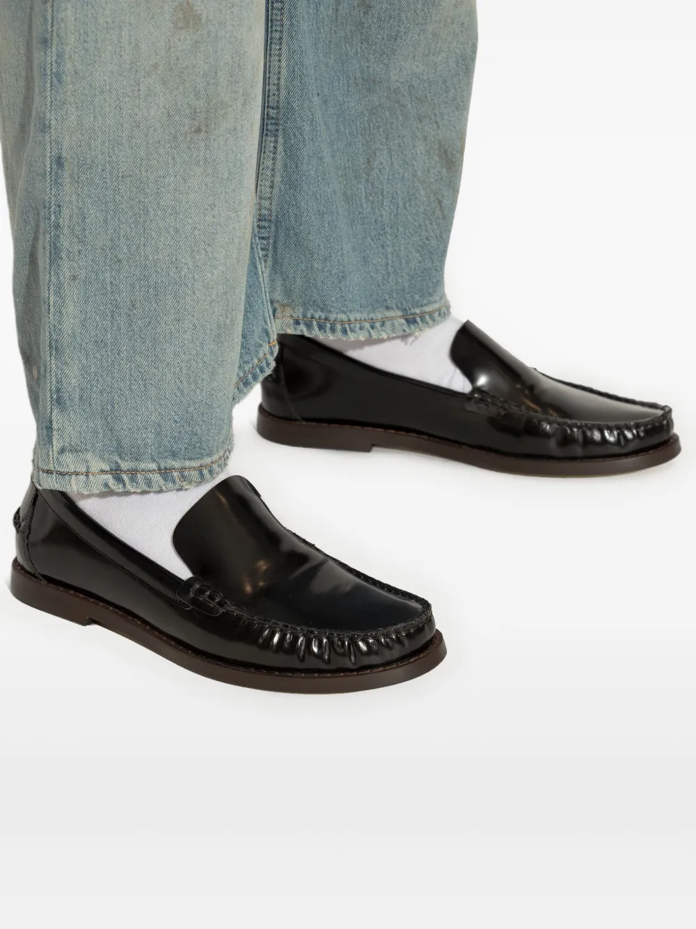 Odissì leather slip-on loafers Black