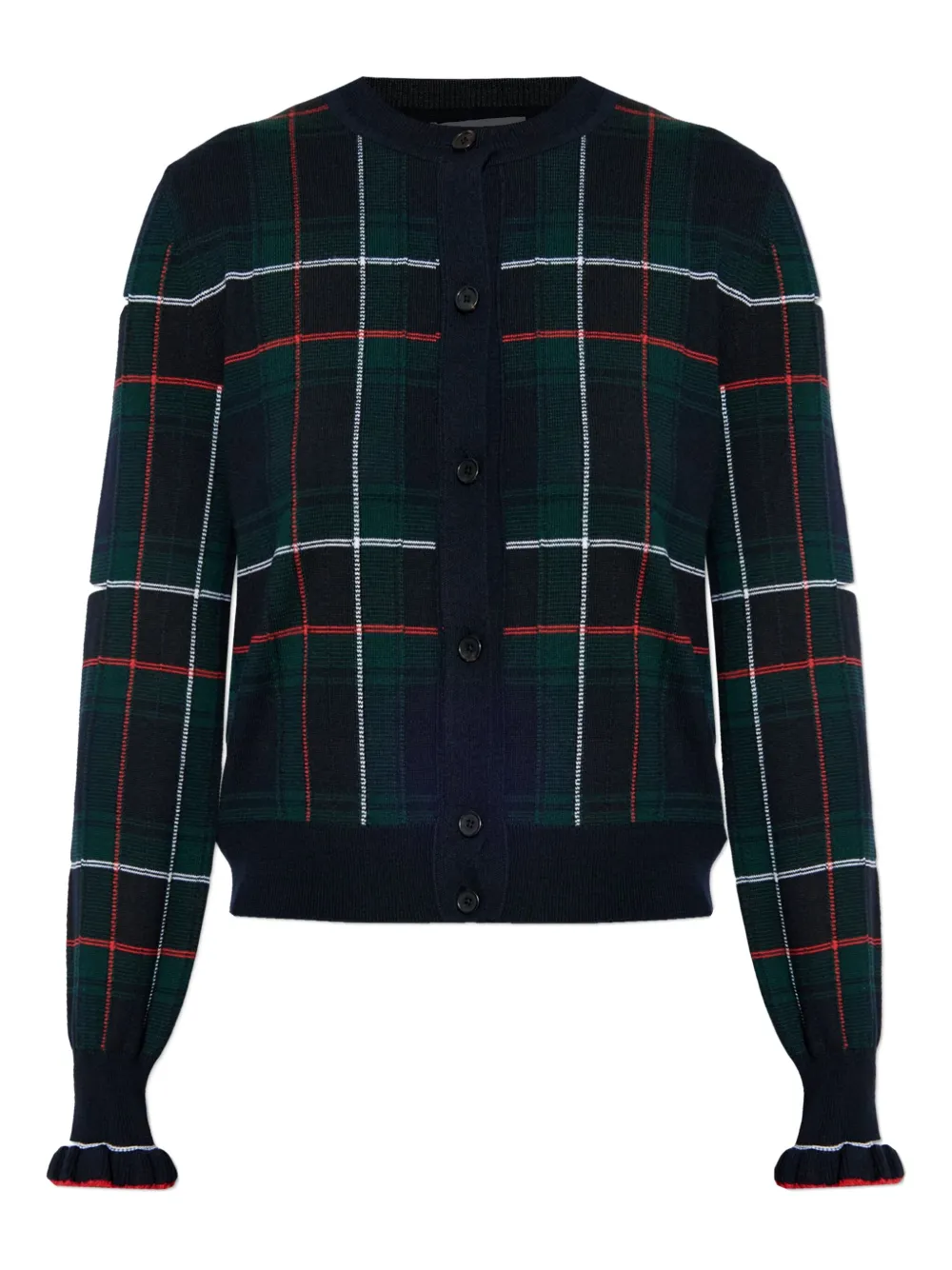 Alexander McQueen plaid ruffled-cuff cardigan Groen