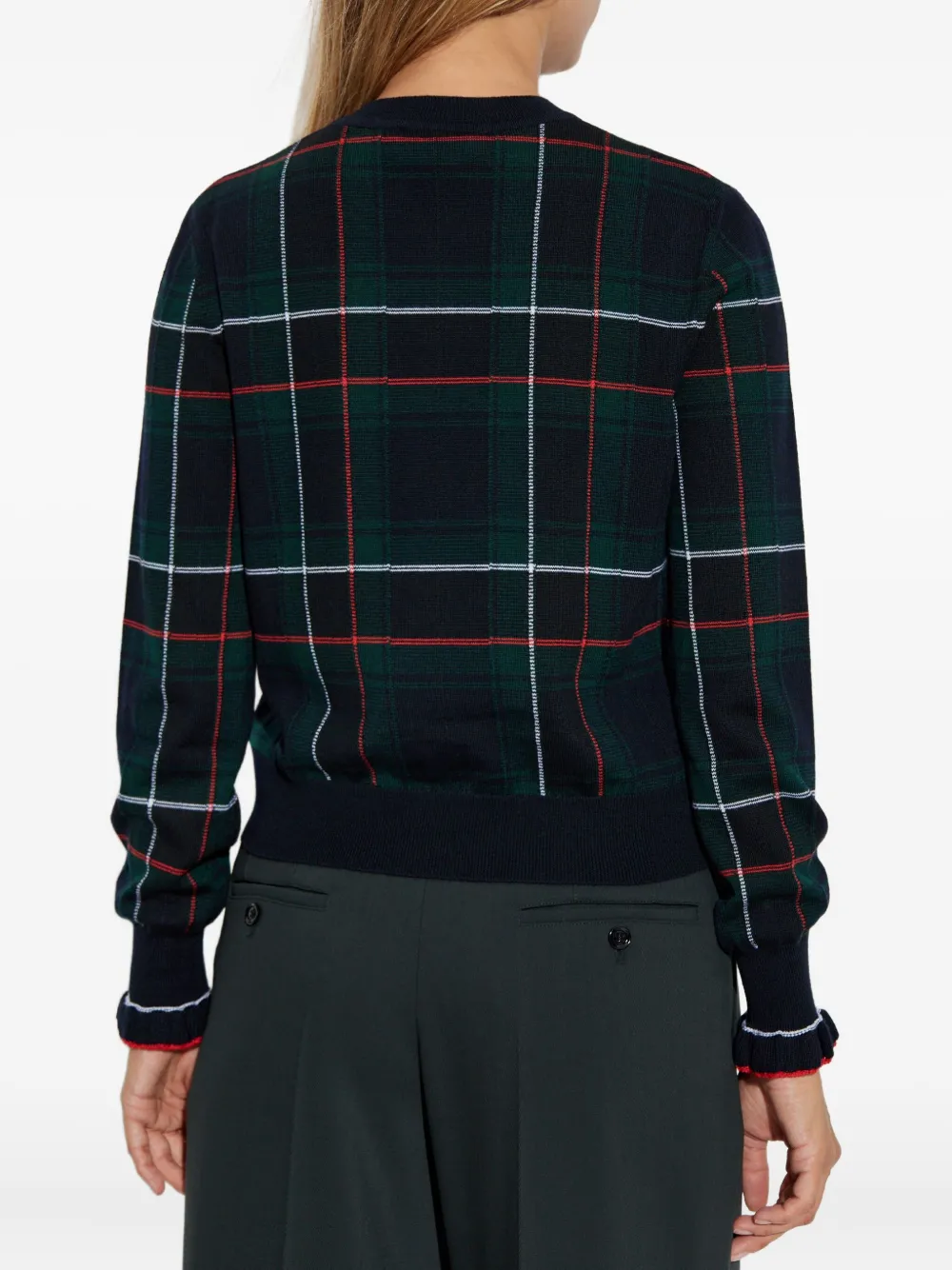 Alexander McQueen plaid ruffled-cuff cardigan Groen