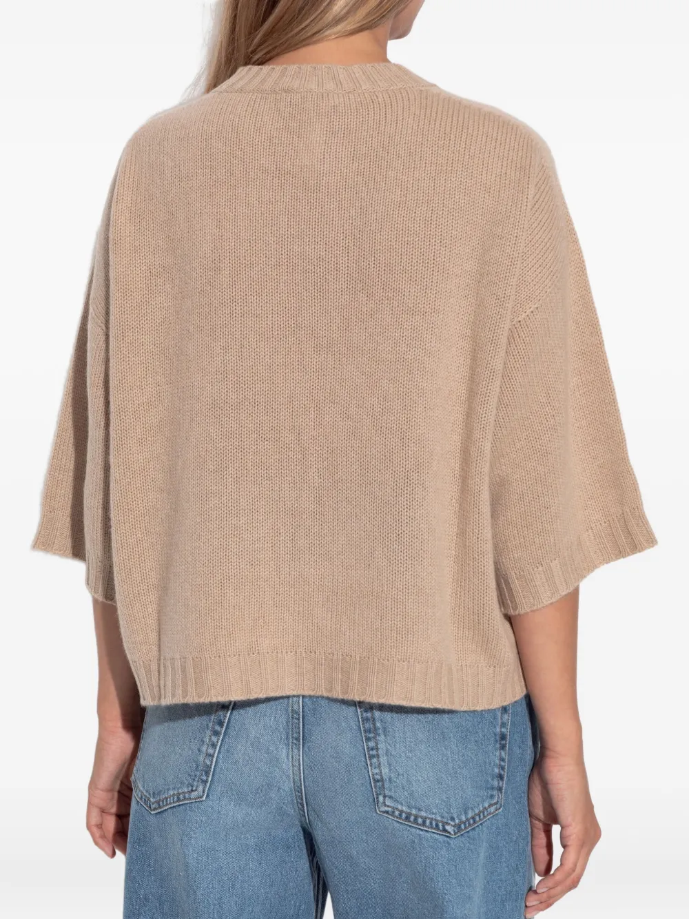 Fabiana Filippi round-neck half-sleeve sweater Beige