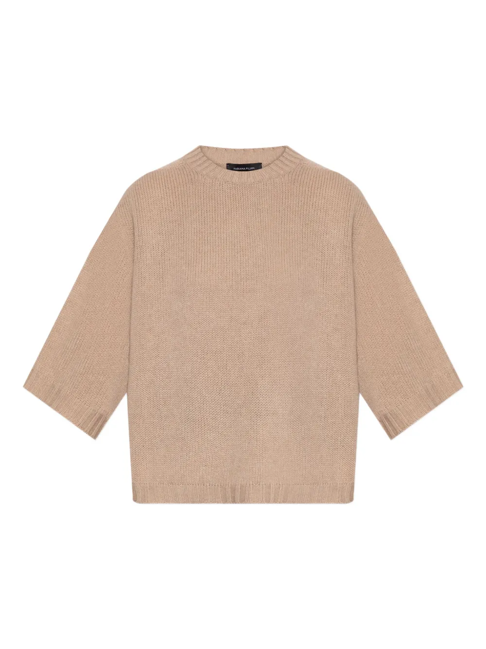 Fabiana Filippi round-neck half-sleeve sweater Beige