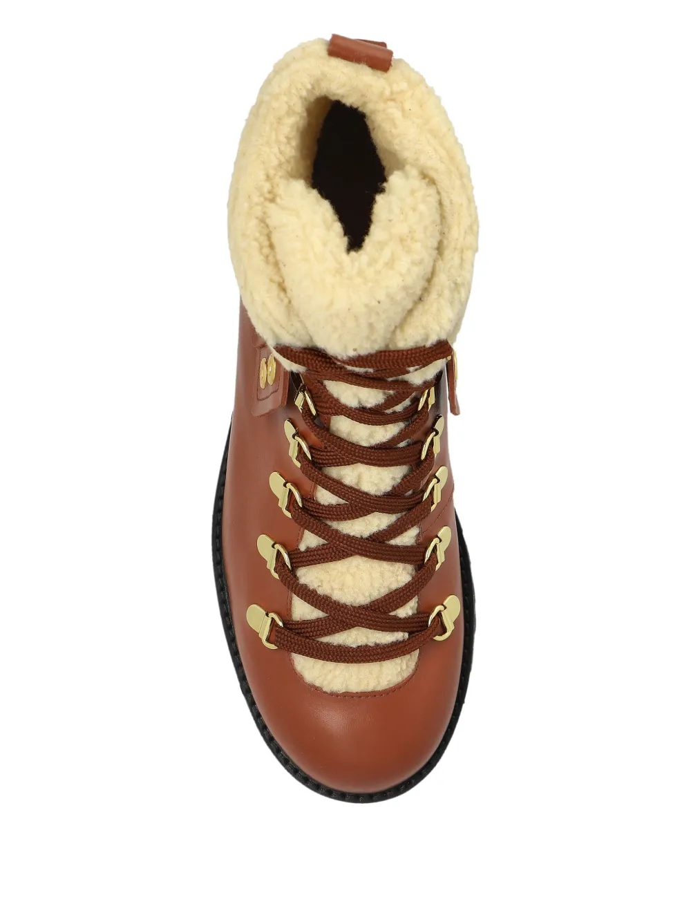 Odissi Heidi Lace-up Shearling Hiking Boots In Brown