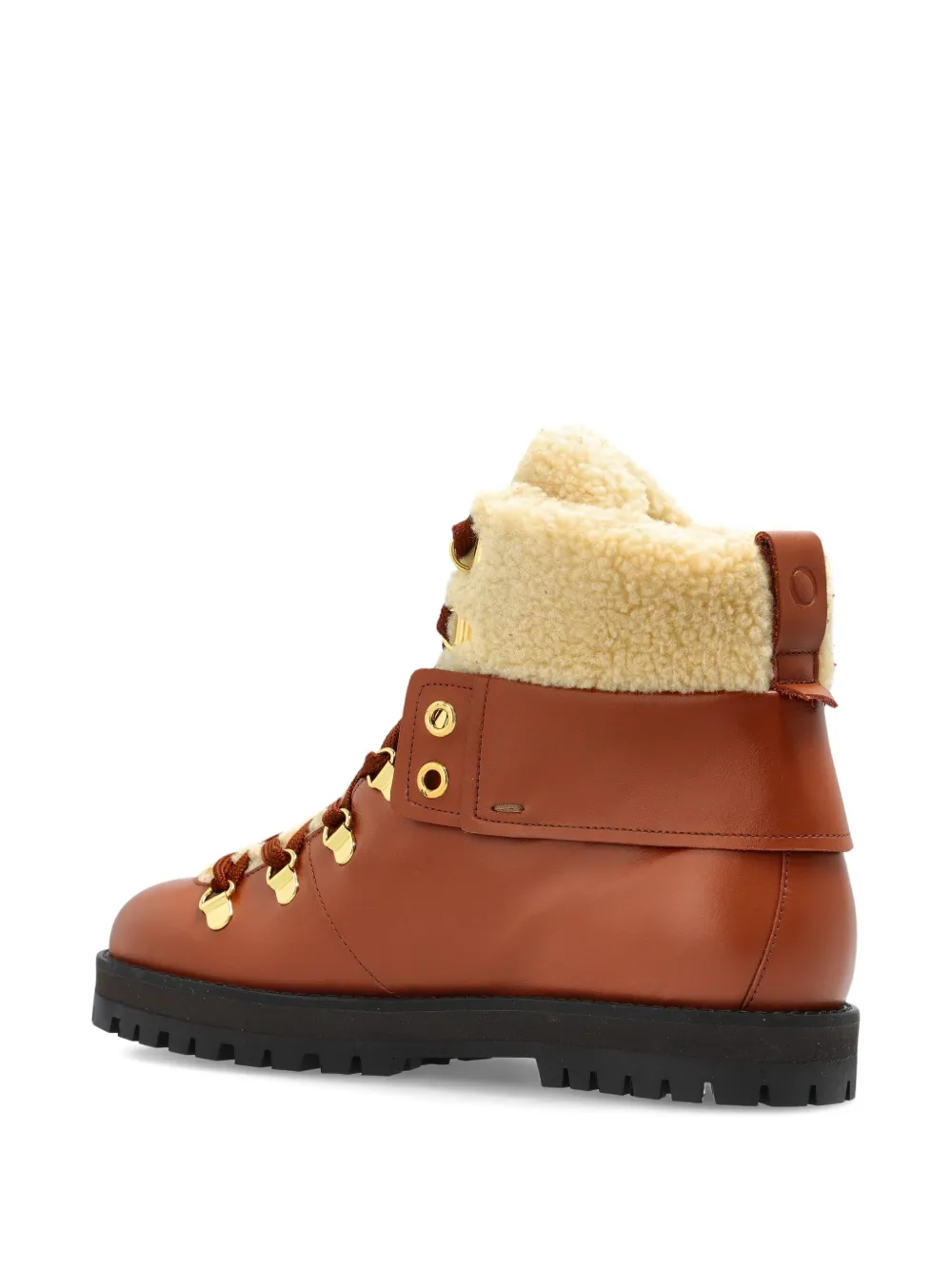 Odissi Heidi Lace-up Shearling Hiking Boots In Brown