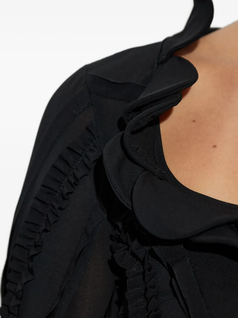 Blumarine ruffled-detail long-sleeve top Zwart