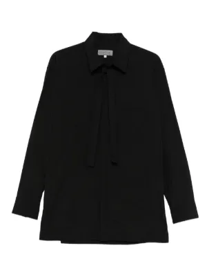 Yohji Yamamoto Asymmetric Cotton Shirt | Black | FARFETCH