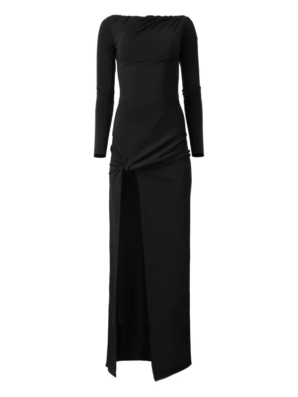 MOOS STUDIO Midnight Icon long-sleeve side-split Maxi Dress | Black |  FARFETCH