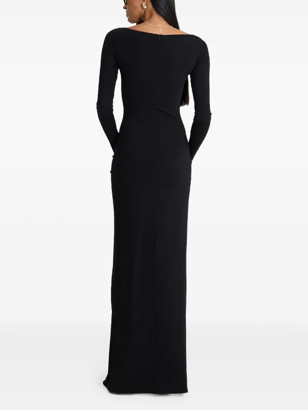 MOOS STUDIO Midnight Icon long-sleeve side-split Maxi Dress | Black |  FARFETCH