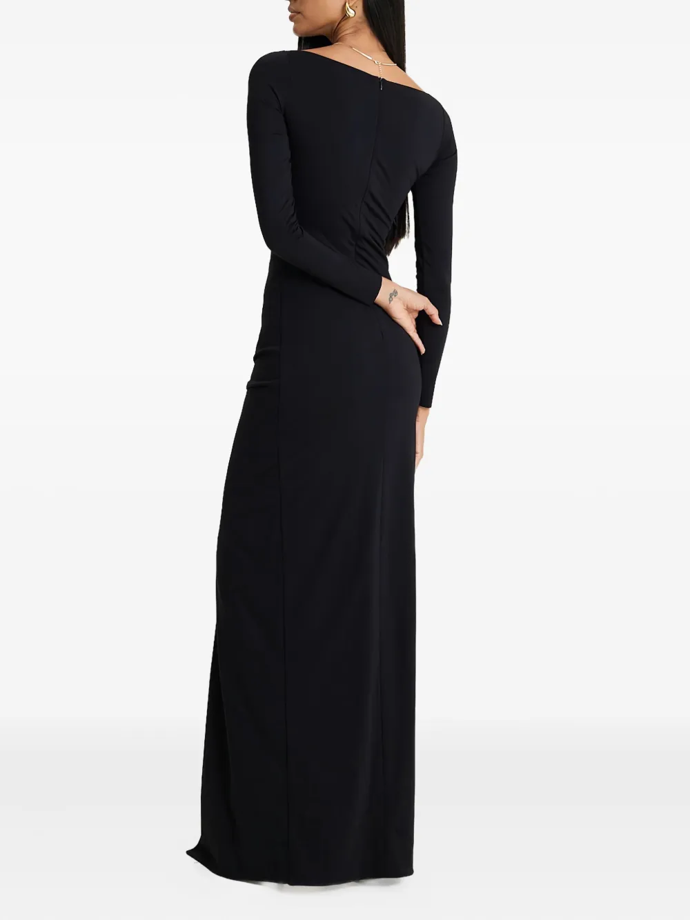 MOOS STUDIO Midnight Icon maxi-jurk met lange mouwen en split Zwart