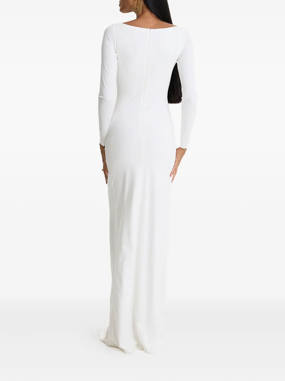 Moos Studio Flow Knot-front Side-slit Maxi Dress In White
