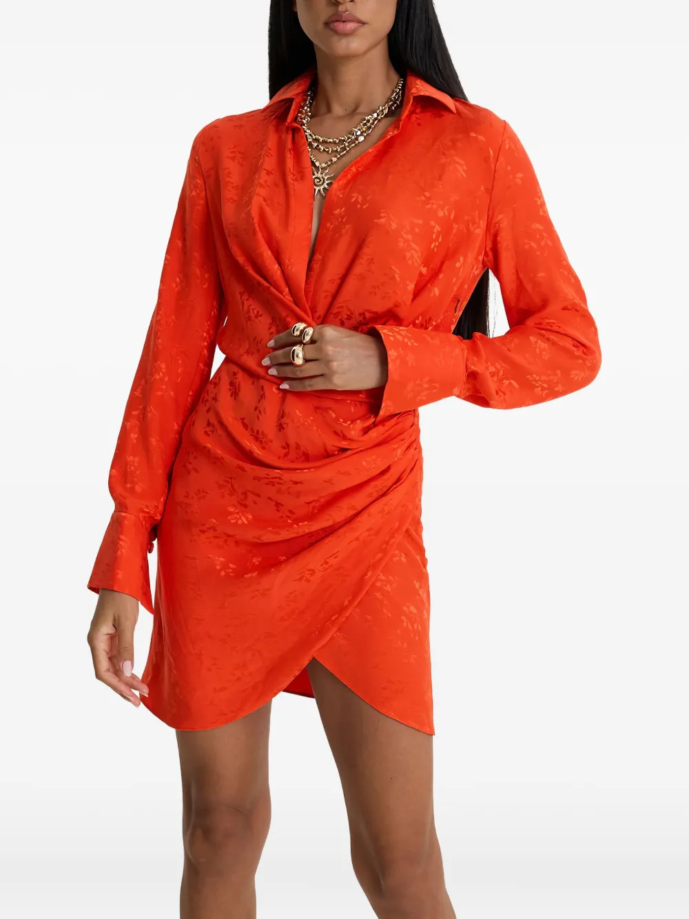 MOOS STUDIO Fire Bloom mini-jurk met bloemenprint Oranje