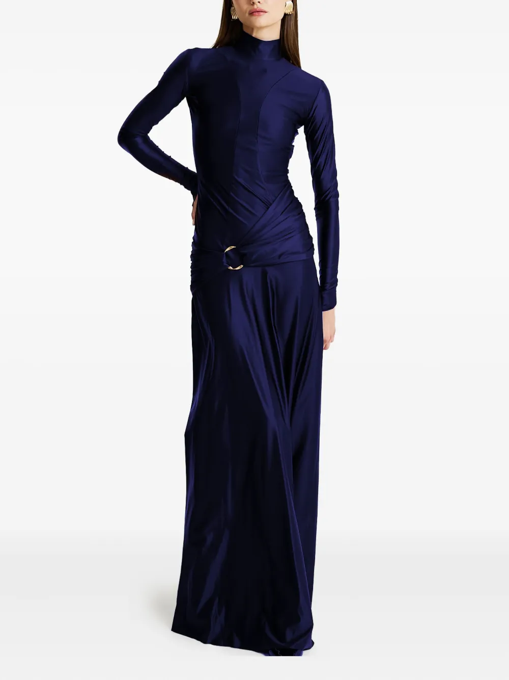 MOOS STUDIO Ocean Whisper high-neck ring-detail maxi dress - Blauw