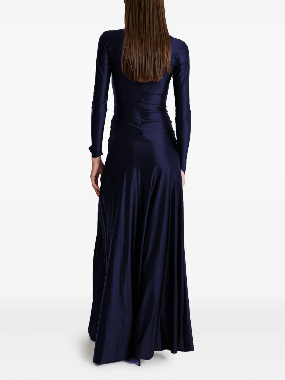 MOOS STUDIO Ocean Whisper maxi-jurk met hoge hals en ringdetail Blauw