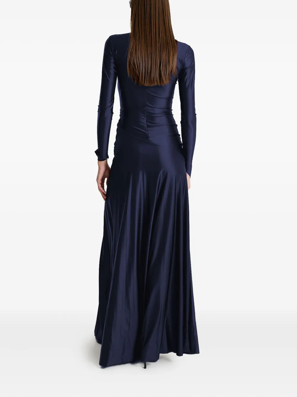 MOOS STUDIO Ocean Whisper maxi-jurk met hoge hals en ringdetail Blauw