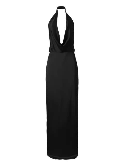 MOOS STUDIO Black Honey cowl-neck halter maxi dress
