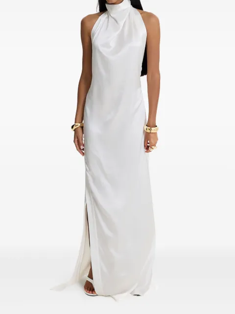 MOOS STUDIO Milkglass high-neck side-slit maxi dress