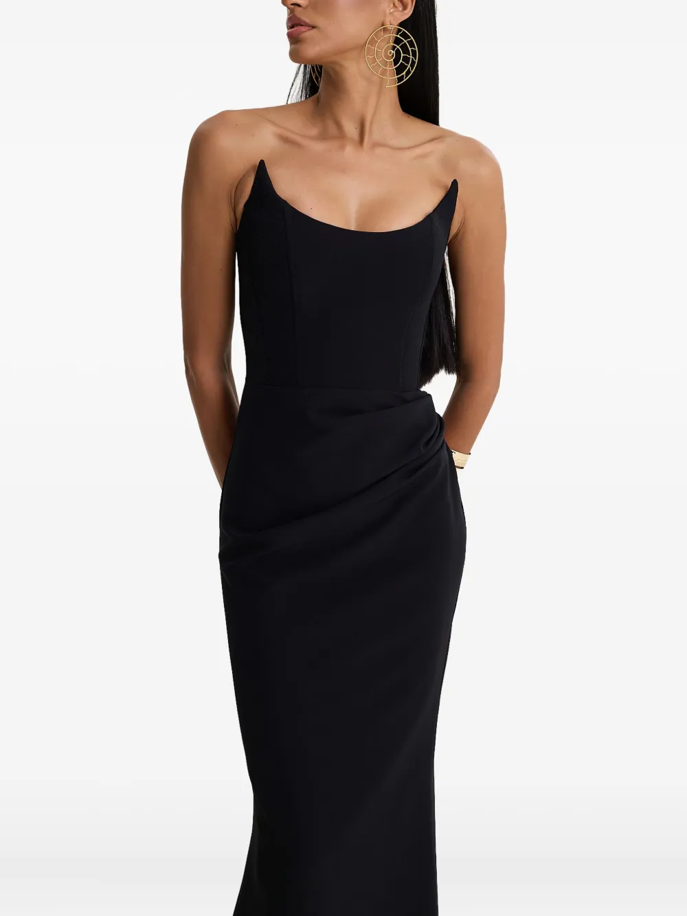 MOOS STUDIO Strapless maxi-jurk met korset Zwart