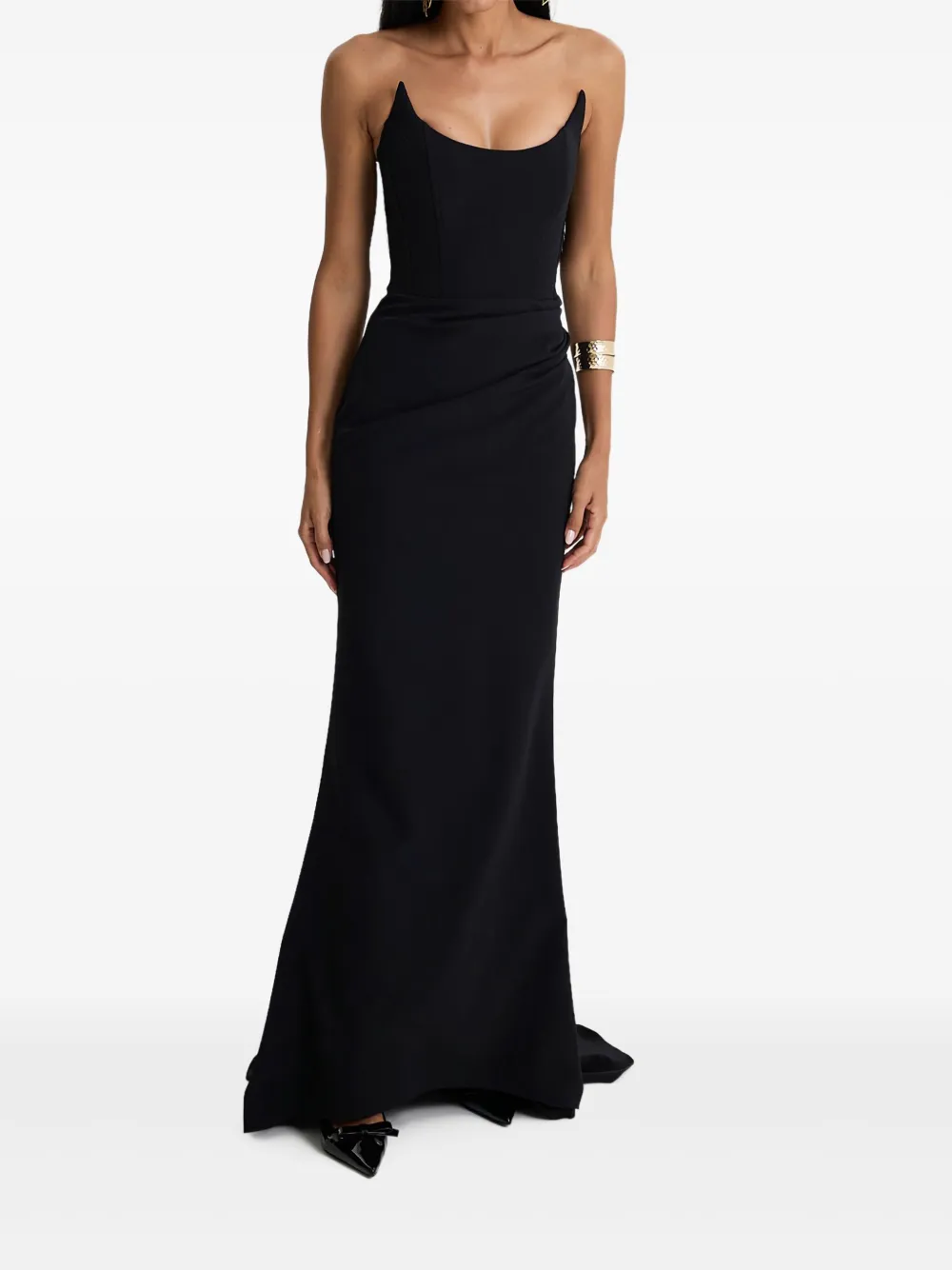 MOOS STUDIO Strapless maxi-jurk met korset Zwart