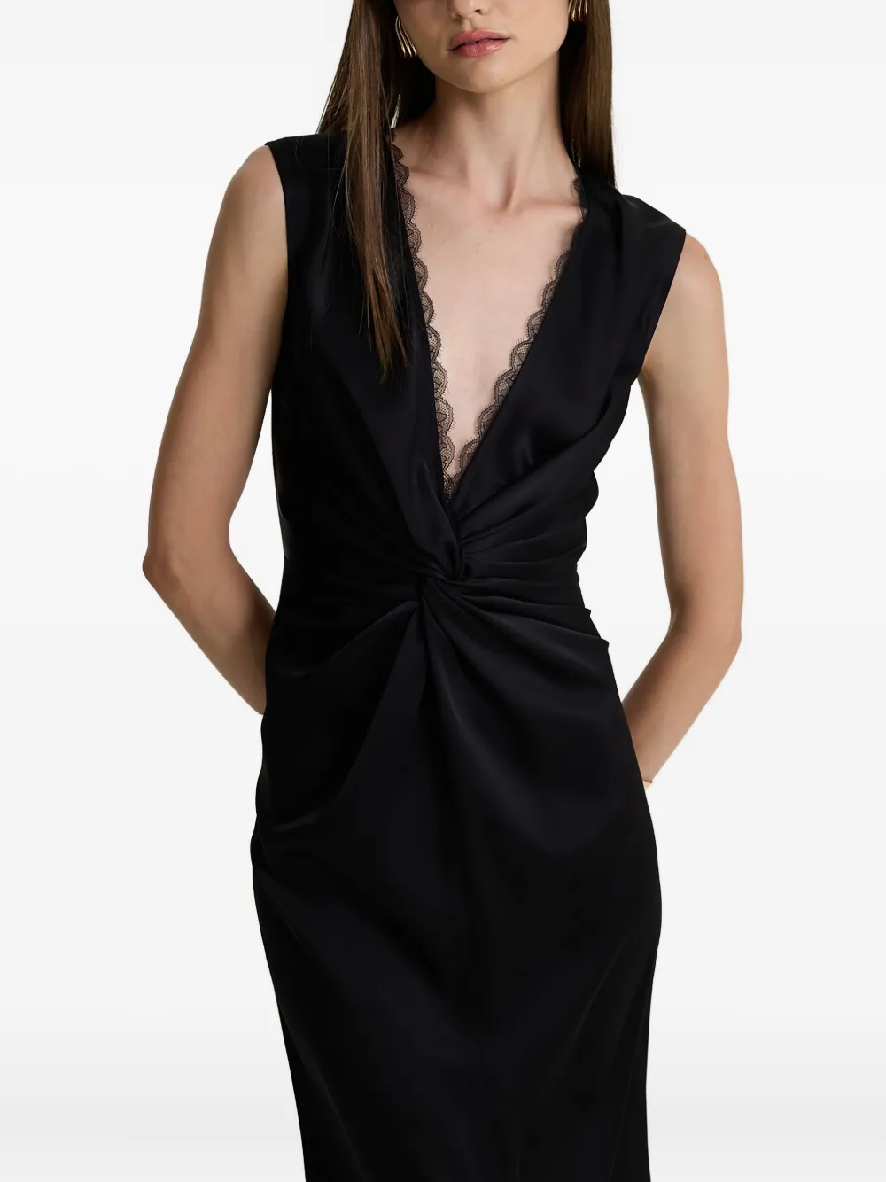 Moos Studio Noir Elegance Twist-necklace Dress In Black