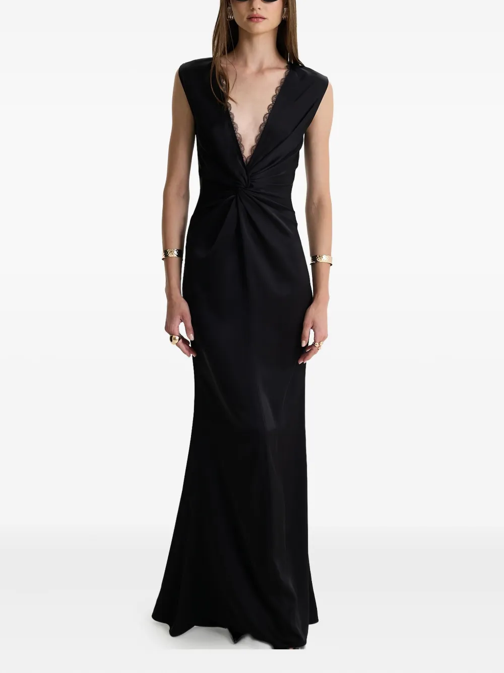 MOOS STUDIO Noir Elegance twist-necklace dress - Zwart