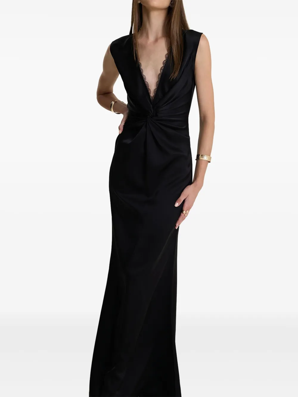 Moos Studio Noir Elegance Twist-necklace Dress In Black