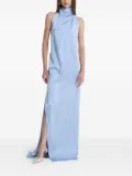 MOOS STUDIO Blue Allure high-neck side-split maxi dress