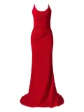 MOOS STUDIO Red Silence corset-bodice fishtail maxi dress