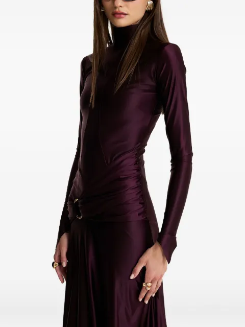 MOOS STUDIO Plum Velvet high-neck draped maxi dress