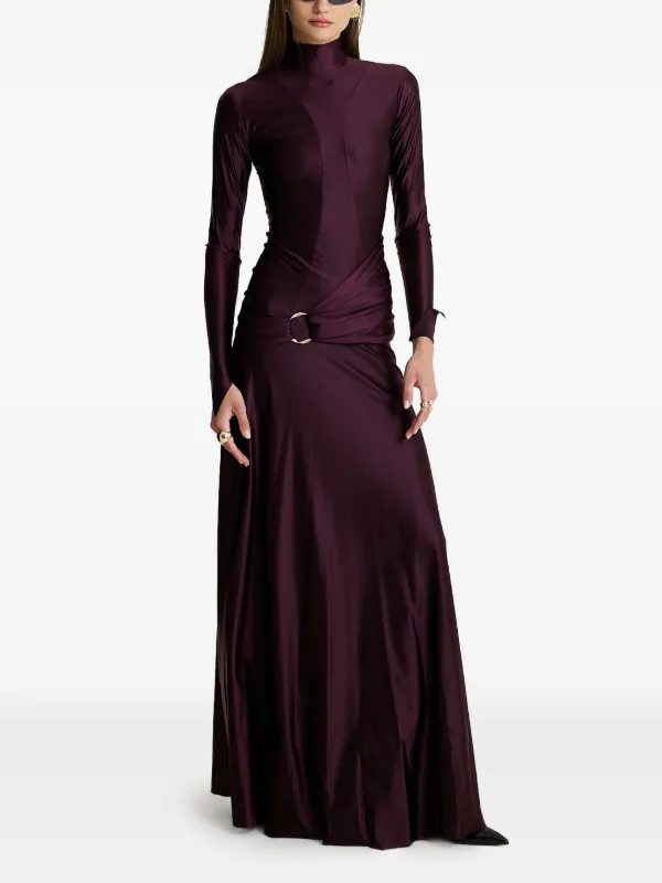 Moos Studio Velvet High-neck Maxi Dress - Purple Moos Studio Velvet High-neck Maxi Dress - Purple