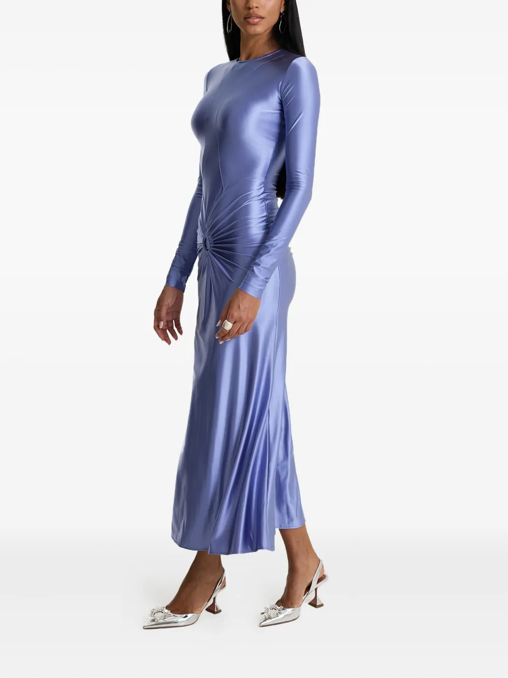 MOOS STUDIO Electric Bloom long-sleeve twisted-front midi dress - Paars