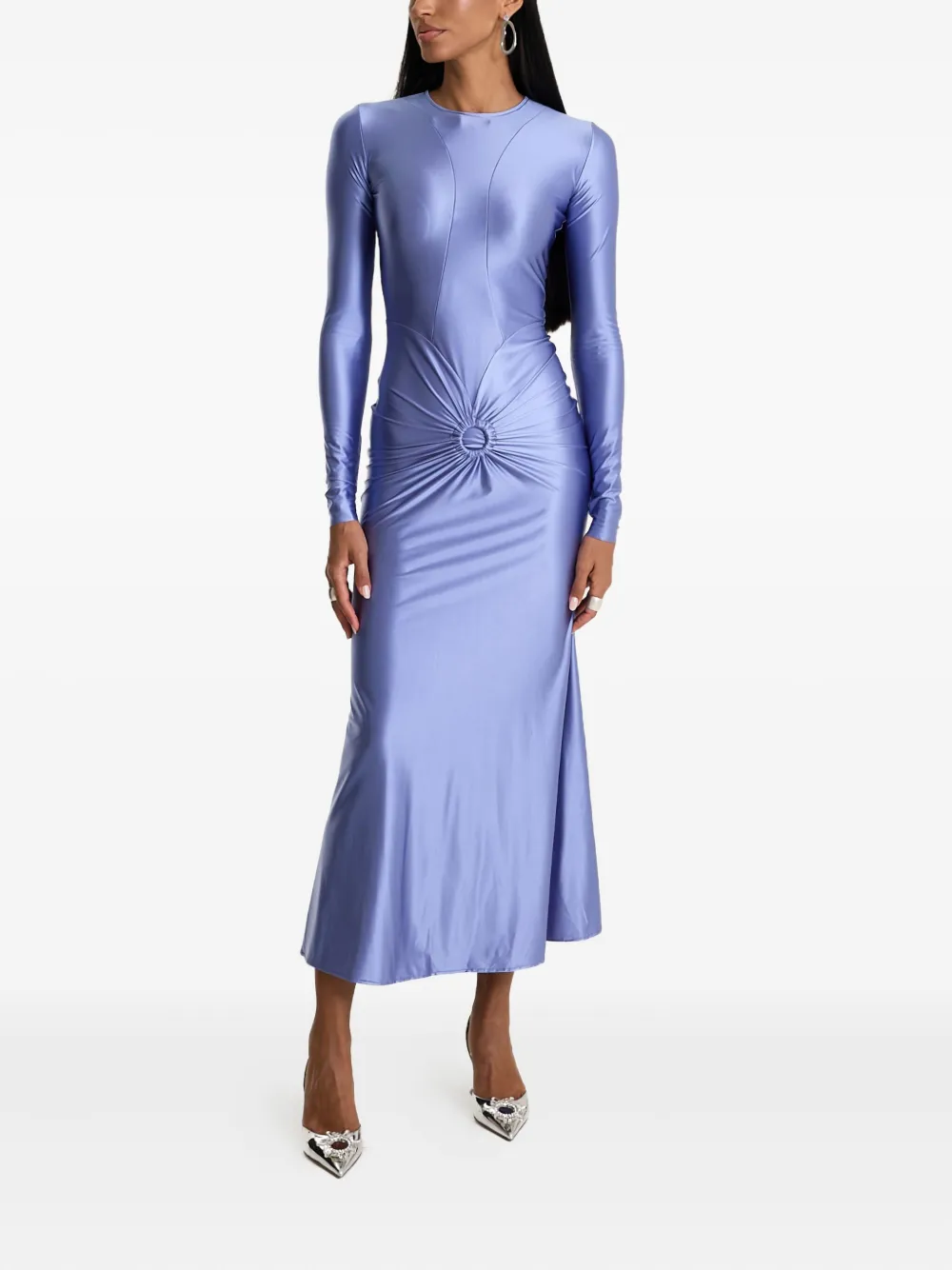 MOOS STUDIO Electric Bloom long-sleeve twisted-front midi dress | Cocktail & Party Dresses | Image 2