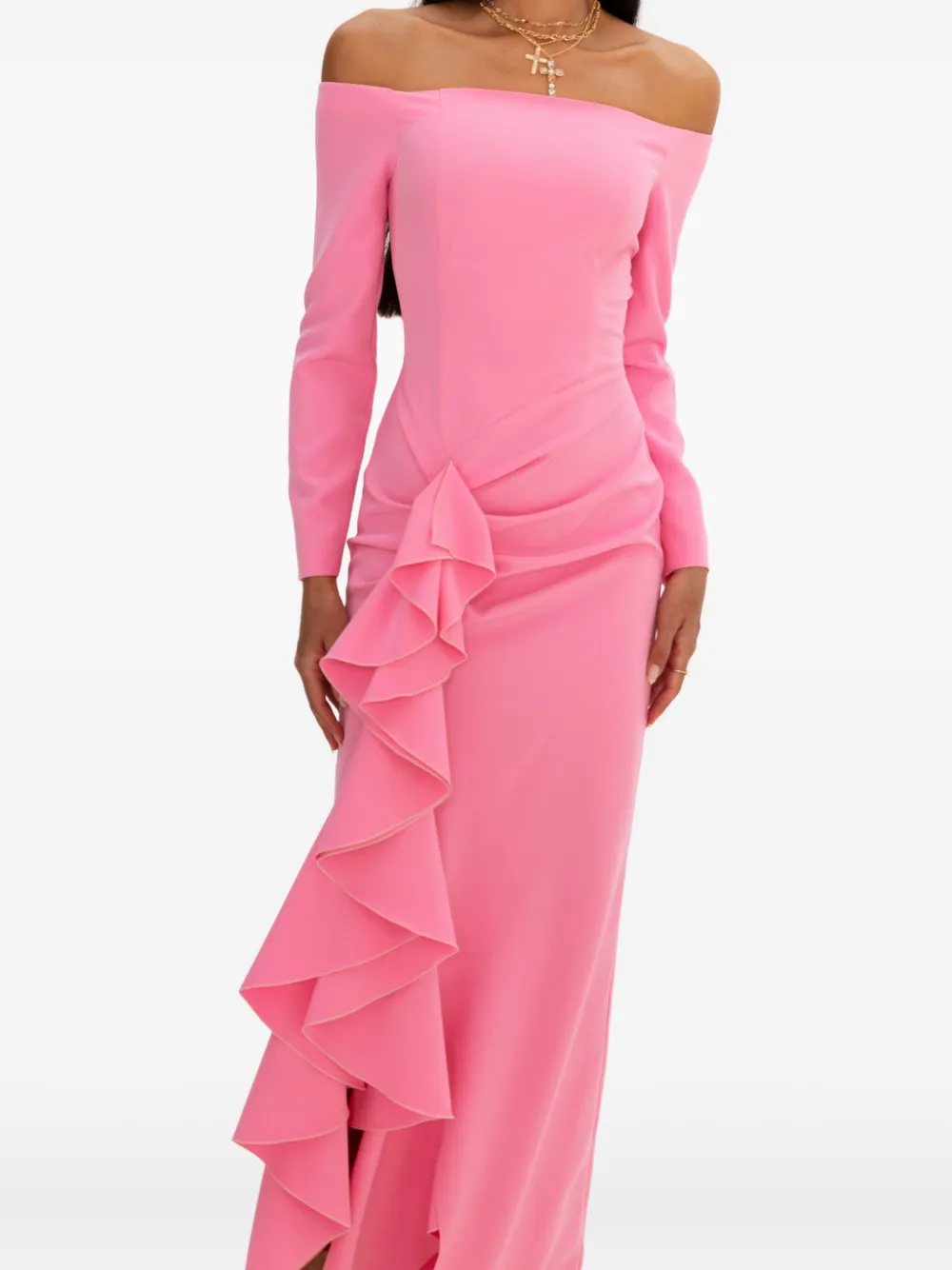 MOOS STUDIO Off-shoulder midi-jurk Roze