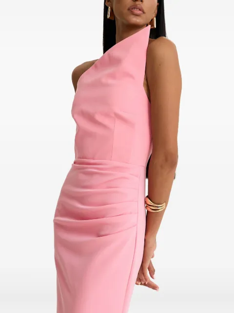MOOS STUDIO Blush asymmetric draped maxi dress