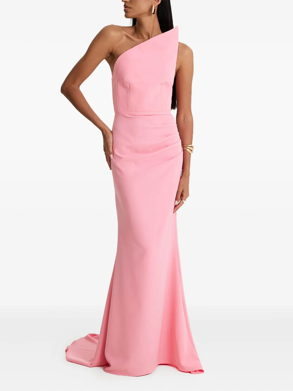 MOOS STUDIO Blush asymmetric draped maxi dress - Roze