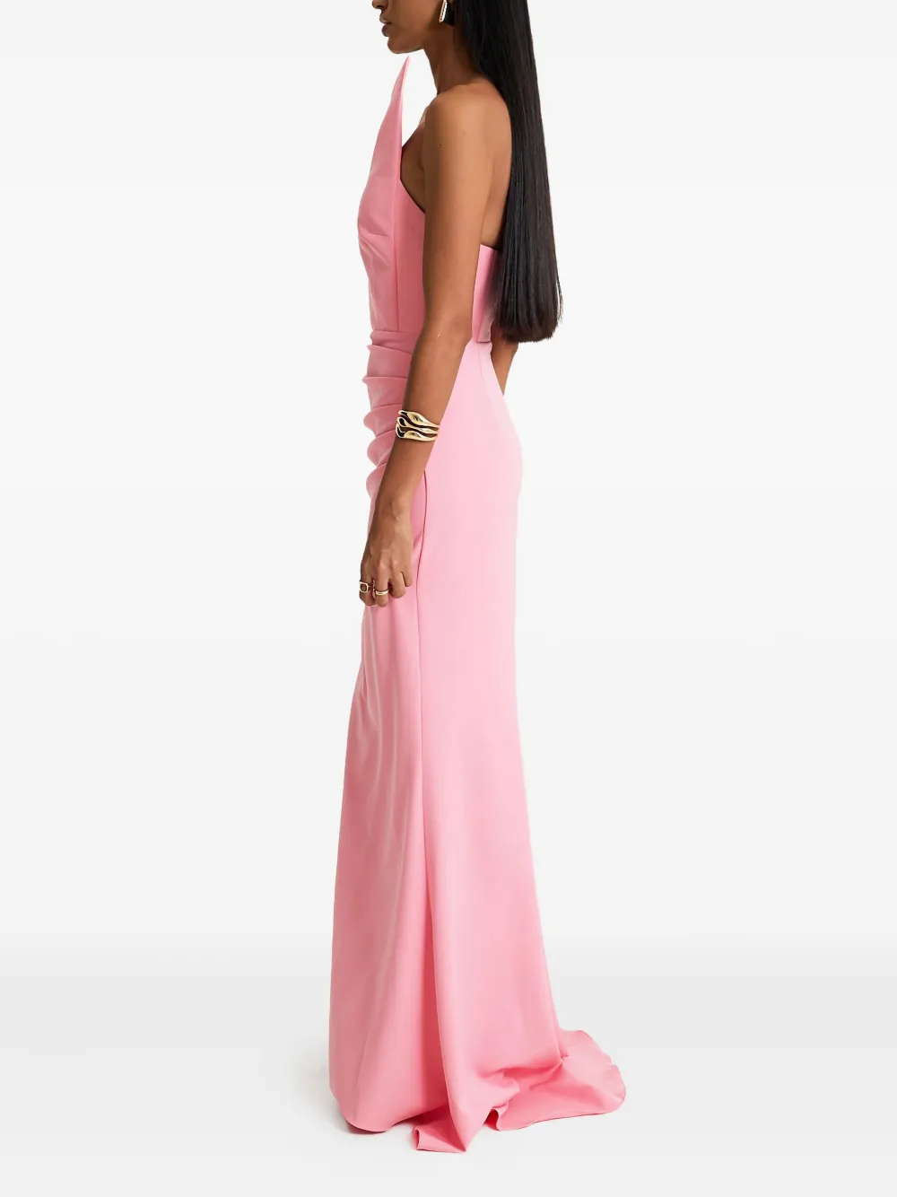 MOOS STUDIO Blush asymmetrische gedrapeerde maxi-jurk Roze